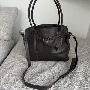 Dark Brown Leather Tote Bag Miu Miu Style | Large Shoulder Bag Crossbody
